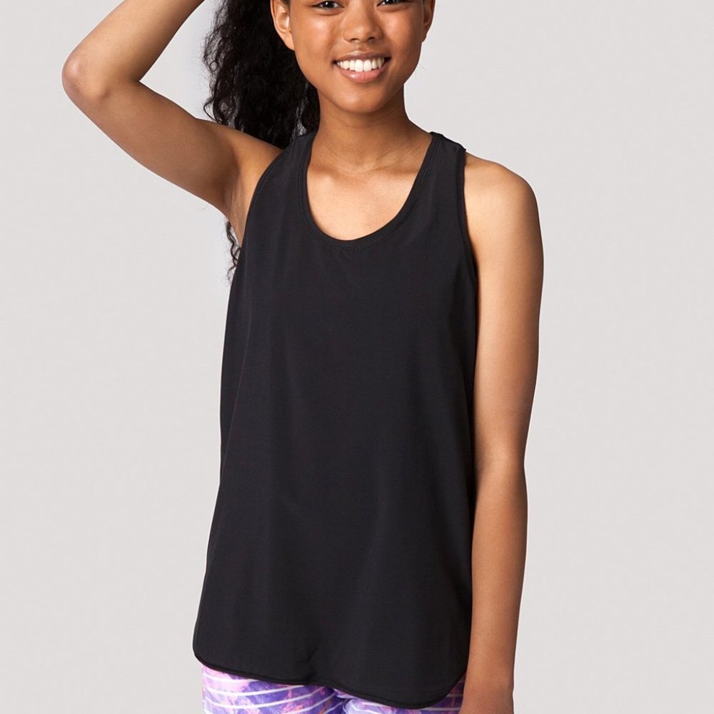 Ivivva Black Sun Sprinter Two-Way Breathable Stretch Tank sz 10 EUC
